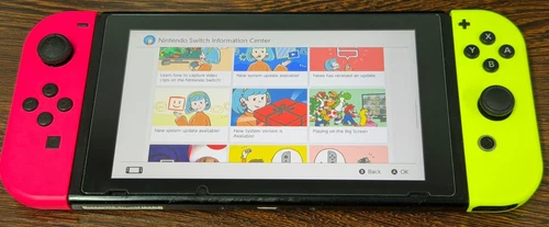 Nintendo Switch Handheld Console Neon Pink Yellow - Great Used Cond - Works Well deal from eBay