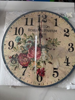 Vikmari 14 Zoll Floral Rosen De Parfum Paris Wanduhr