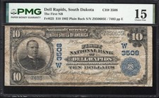 1902 $10 Dell Rapids, SD National Bank Note PMG 15 Minnehaha County South Dakota