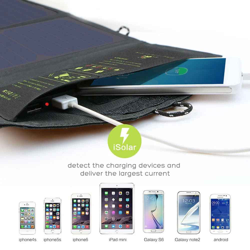 Portable solar panel 5V 21W foldable waterproof USB ALLPOWERS charger battery