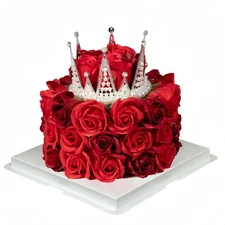 EIGHTOWN Birthday Gift for Her with Crown - Forever Cake with Red Preserved F...