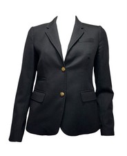 J.Crew Schoolboy Blazer Size 2 Black Wool Gold Buttons Pockets Preppy Academic