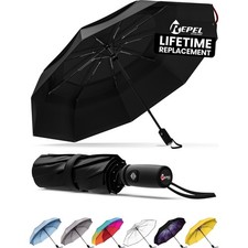 Travel Umbrella Compact Windproof 85 MPH Rain UV Protection FREESHIP