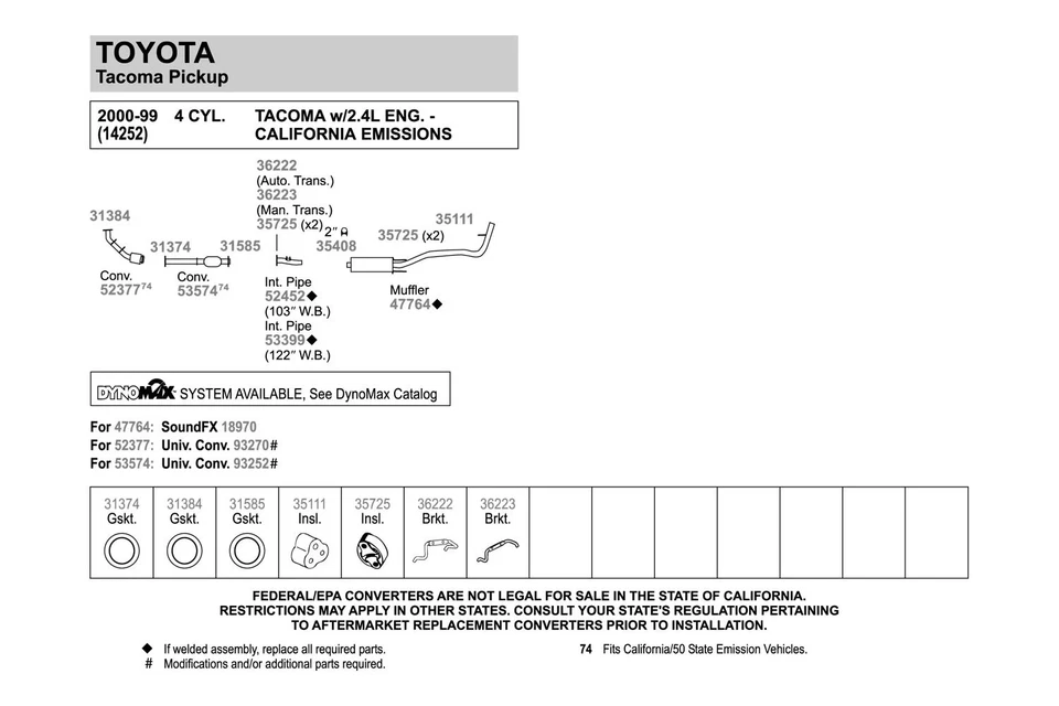For Toyota Tacoma 99-04 Exhaust Manifold Flange Gasket Fiber & Metal Laminate Foto 3 de 4