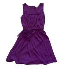 Ann Taylor Loft Sleeveless Dress Size 6 Purple High Waist Belted Above The Knee