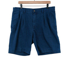 Polo Ralph Lauren Shorts Mens 38x9 Blue Cotton Canvas Custom Fit Pleated Vintage