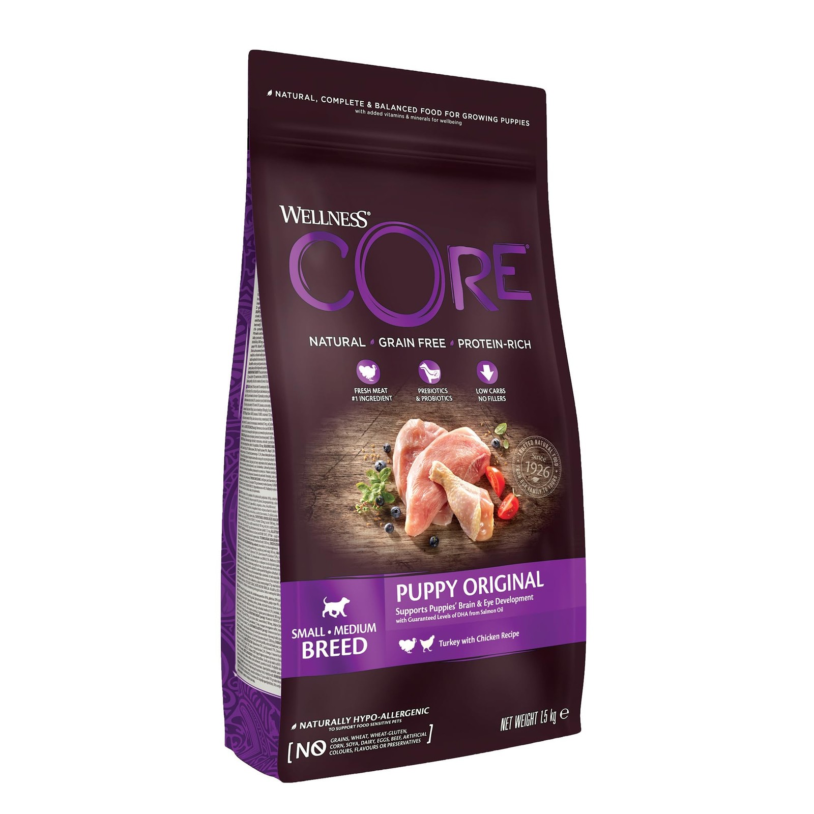 Wellness CORE Puppy 1.5 kg Chicken & Turkey Dry Dog Food for Small & Medium