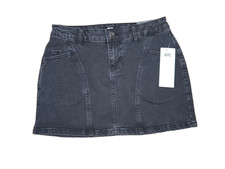 Dark Denim Mini Skirt with Front Pleats