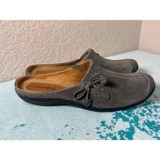 Natural Soul by Naturalizer Womens Gray Leather Mules Clogs Slip On Shoes 9.5 M