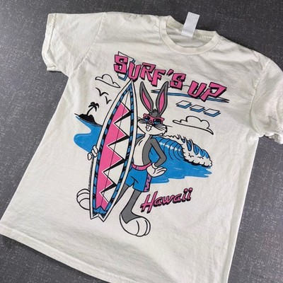 Junk Food Looney Tunes Bugs Bunny Surfs Up Hawaii Shirt Mens S 90s Vibe