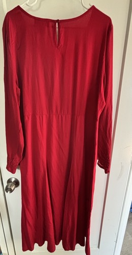 Red Whimsigoth Witchy Boho Gypsy Midi Dress, Long Sleeve Flared Hem Patchwork XL - Picture 4 of 12