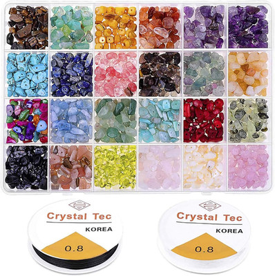Natural Chip Stone Beads 24 Colors 1200 Pieces Irregular Gemstones Healing Cryst