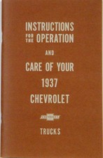 1937 Chevy Truck Owners Manual Reproduction