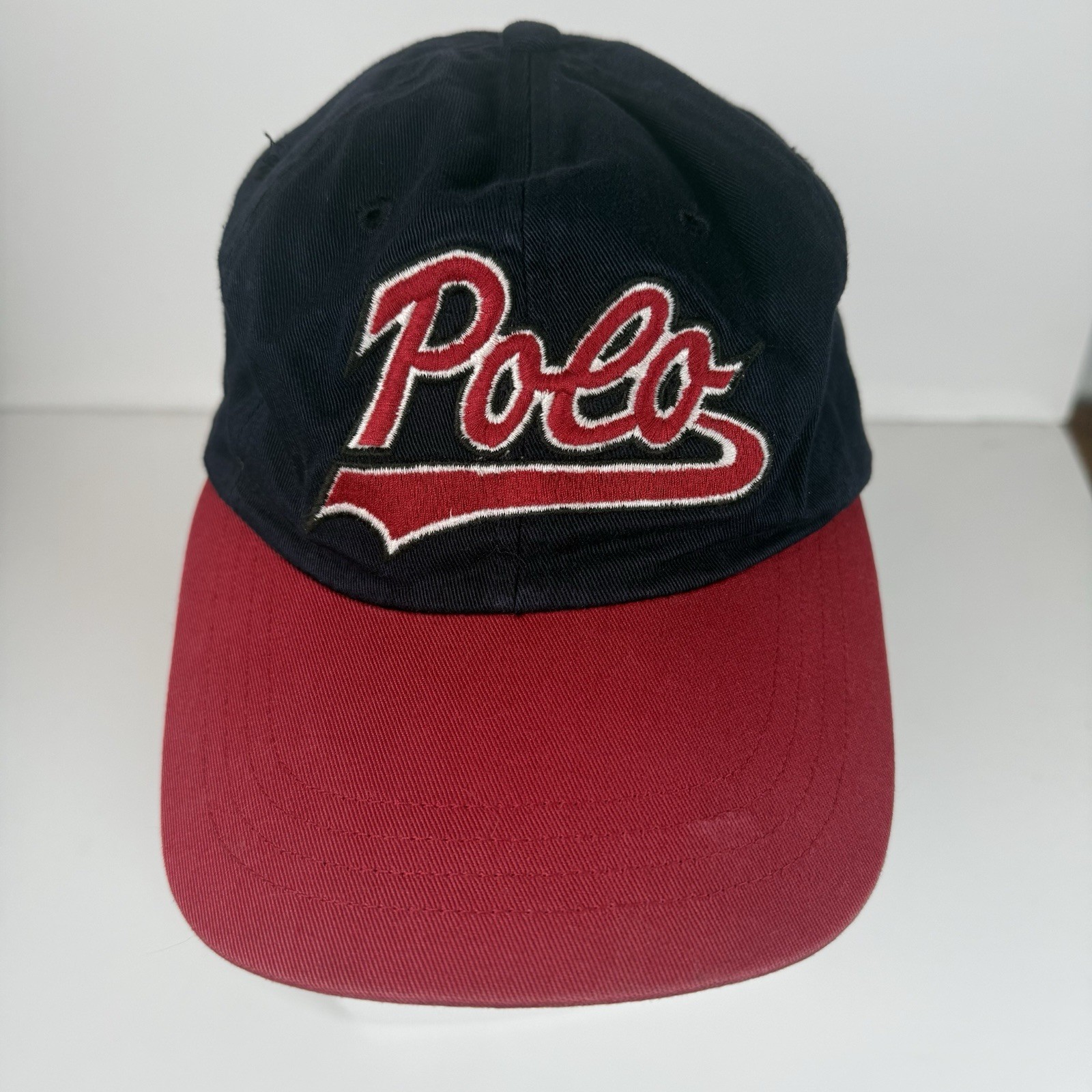 Vintage 90s Polo Ralph Lauren Sport Script Logo Strapback Hat Blue