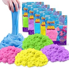 Colorful Stretchy Sensory Sand Kit,Value Pack of 5 Colored Moldable Play Sand...