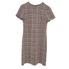 Calvin Klein Womens Pink Black Plaid Short Sleeve Sheath Dress Size 2 Zipup