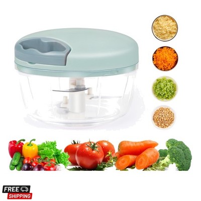 Garlic Chopper with Container, Manual Food Chopper Pull-String, Vegetable Oni...