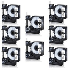 8PK 45013 Black on White Label Tape For DYMO LabelManager D1 260D 450D 400 1/2"