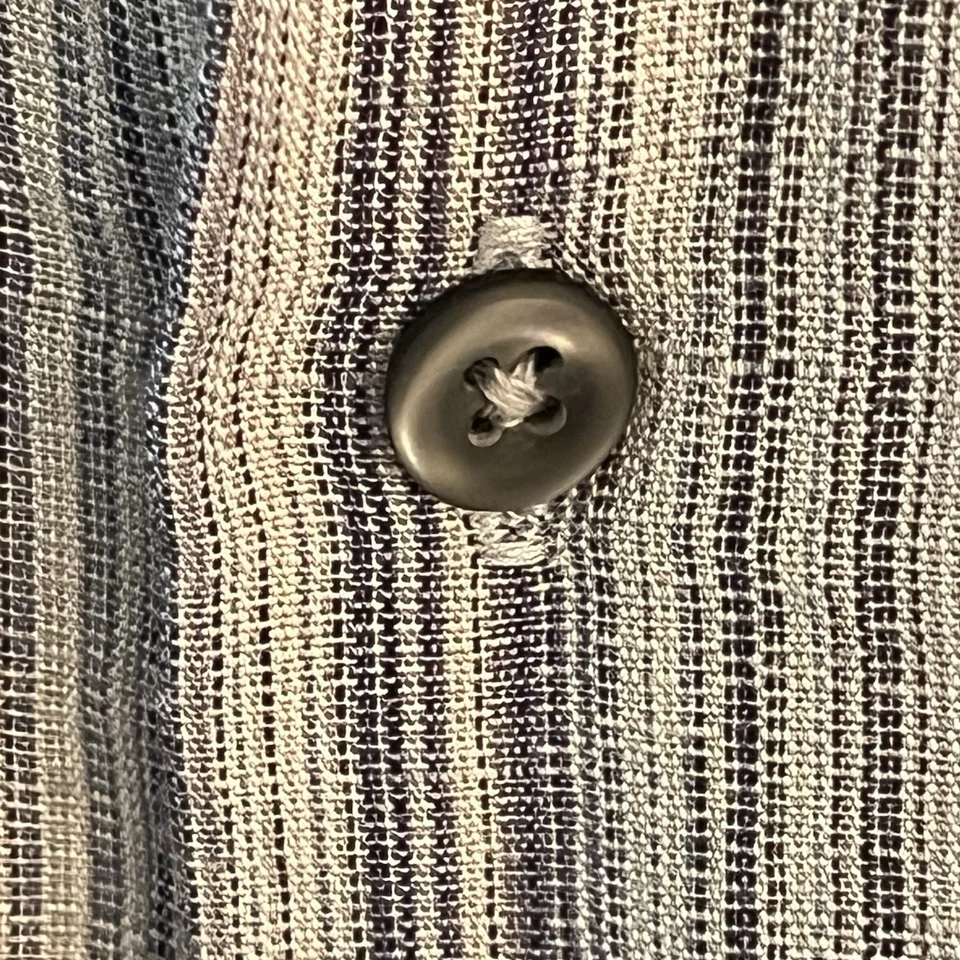 Мужская льняная вискозная лагерная рубашка Alfani XXL 2XL на пуговицах в полоску сине-серая - Изображение 4 из 4