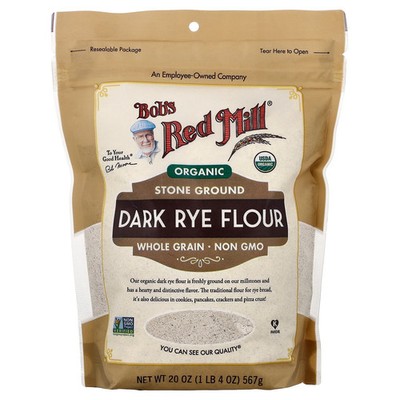 Organic Dark Rye Flour, Whole Grain, 20 oz (567 g)