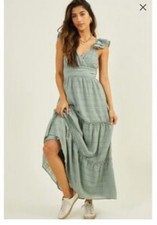 Altar'd State Womens Maxi Dress XS Sage Green Prairie Cottage Festival Tiered