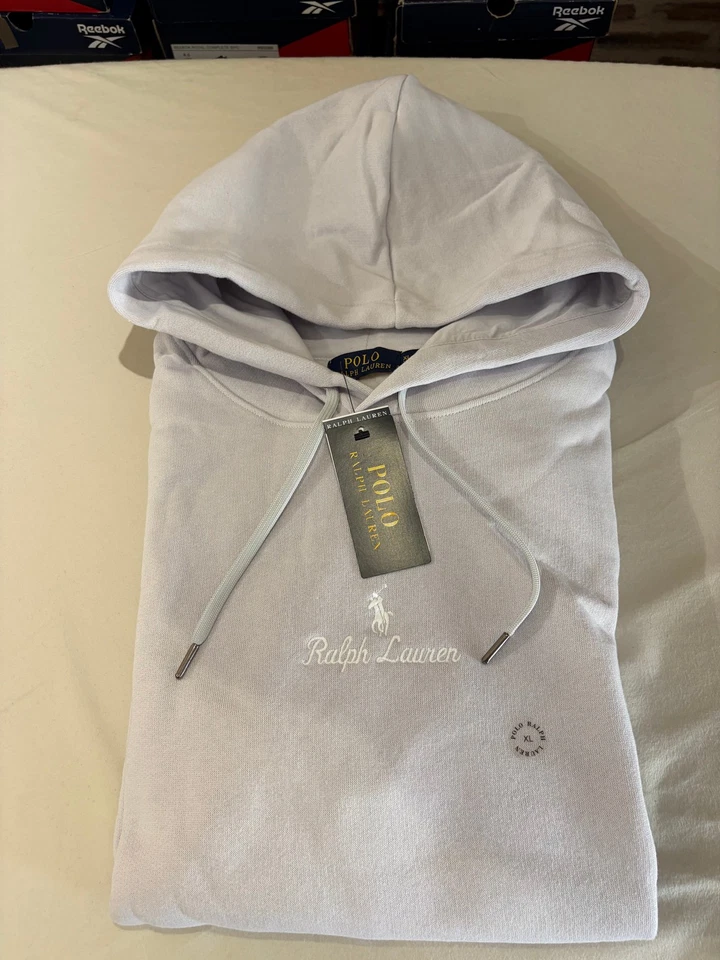 Sweat à capuche Polo Ralph Lauren Logo Double-Knit Gris Perle Homme Taille XL - Photo 2/4