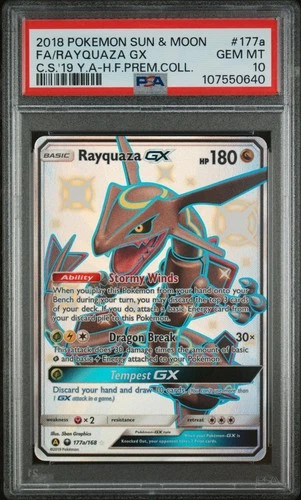 2018 Pokemon Celestial Storm Rayquaza Gx Full Art #177a PSA 10 H.F. Prem. Coll.
