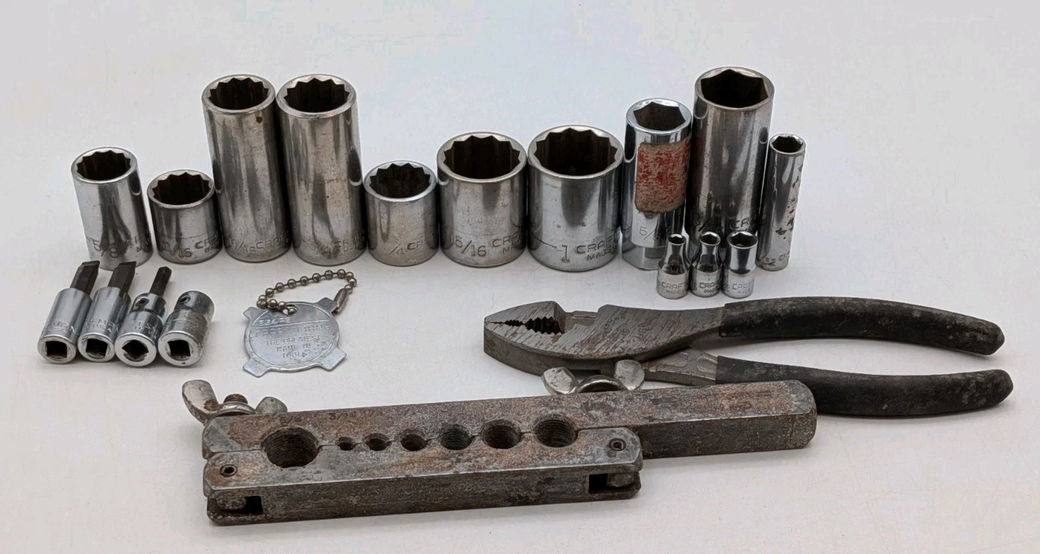 Vintage Craftsman Tool Socket Mix Lot 20 Piece Flaring Tool Joint Pliers GC-VGC+