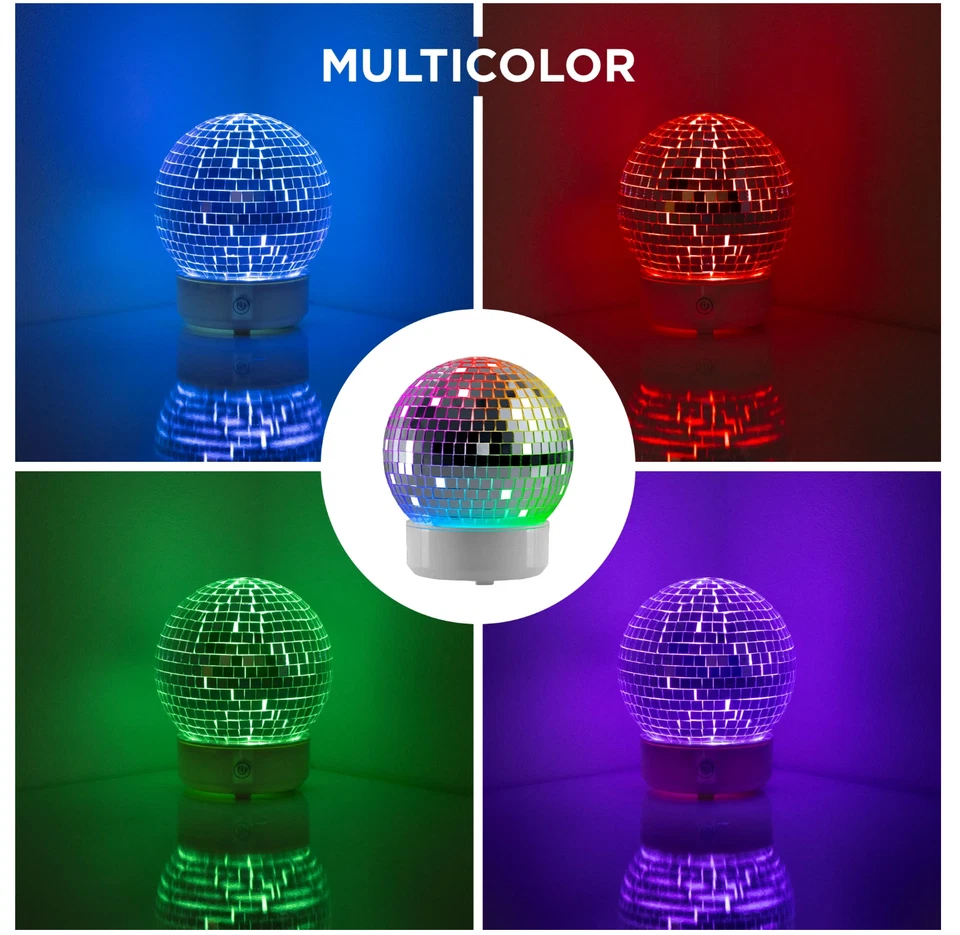 LED Rotating Mirror Disco Ball Table Lamp, Color-Changing Party Light - Image 3 of 4