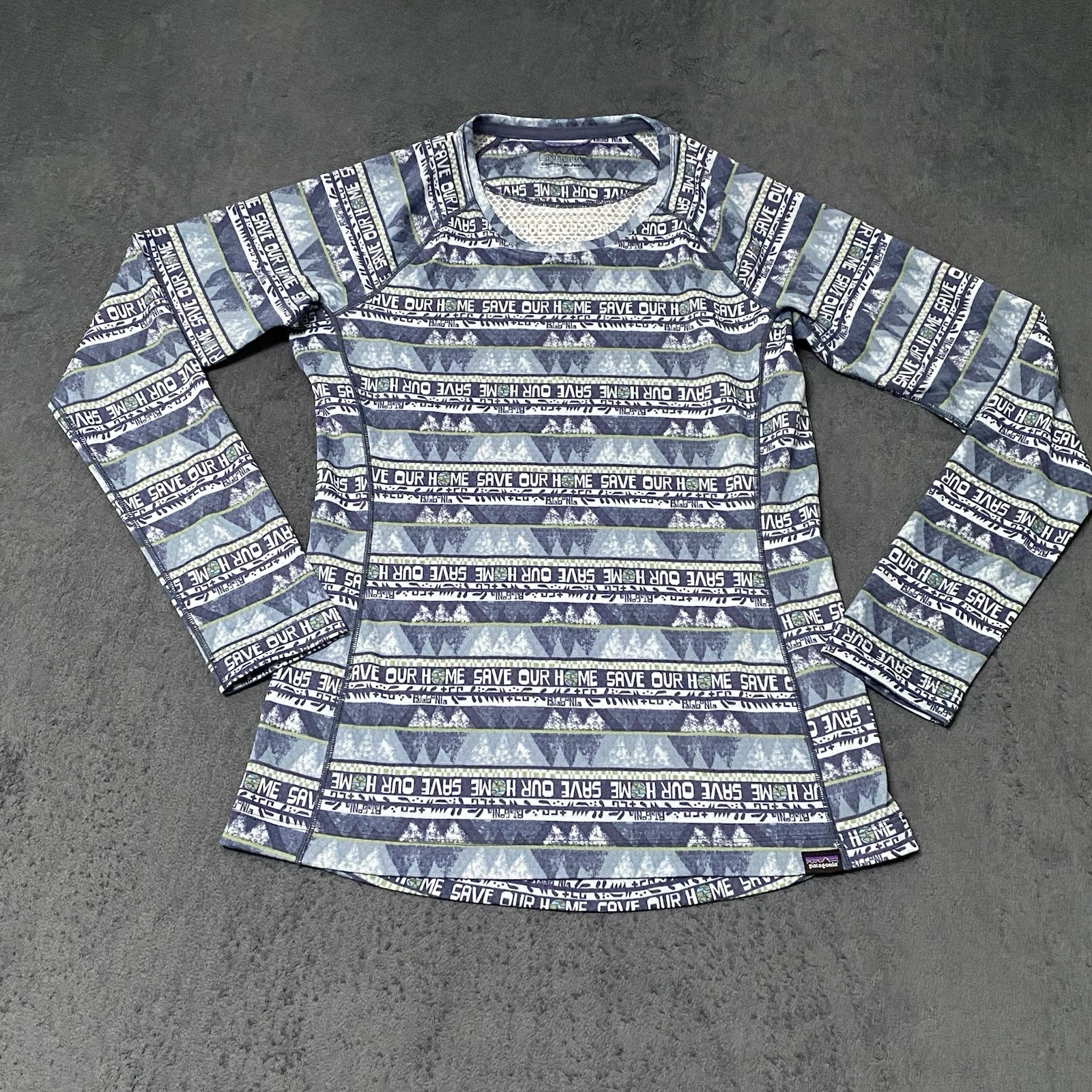 Patagonia Shirt Womens S Blue Earth Day Capilene Midweight L/S Base Layer Top