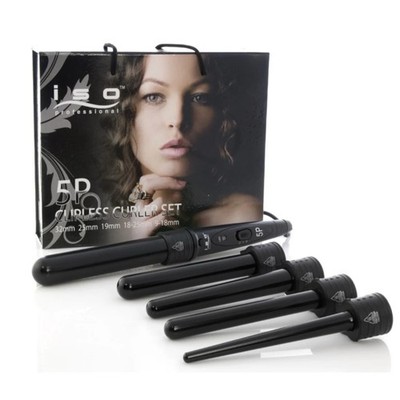 ISO Beauty 5 pc Digital Twister Styling Curling Wand 5P Interchangeable Barrels