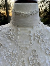 Antique Edwardian Lace Bib Collar c.1905   Embroidered Net Lingerie Dress Collar