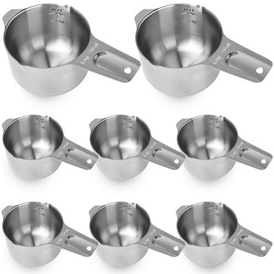 8 Pack 1 Cup Stainless Steel Measuring Cup 8 oz/ 240 ml Single Metal Measure ...