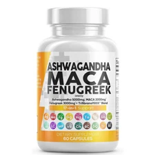 Ashwagandha 5000mg Maca Root 2000mg Fenugreek 3000mg Supplement NEW