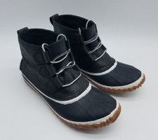 Sorel Out 'N About Mid Women's Size 6 Snow Rain Duck Boots Shoes Black Leather