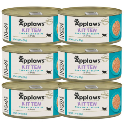 6x70 g APPLAWS Nassfutter mit Thunfisch in Brühe für Kätzchen Kitten