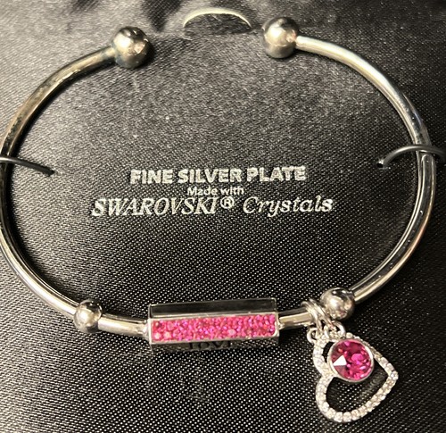 TRULY INSPIRED Swarovski Pink Crystals Love Bracelet New In Box - Picture 2 of 7