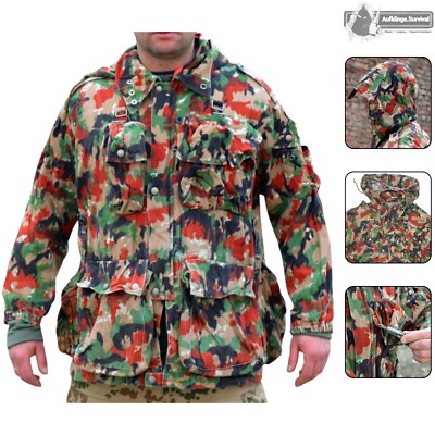 Schweizer Armee M70 Alpentarn Parka mit Kapuze Feldjacke Tarnjacke