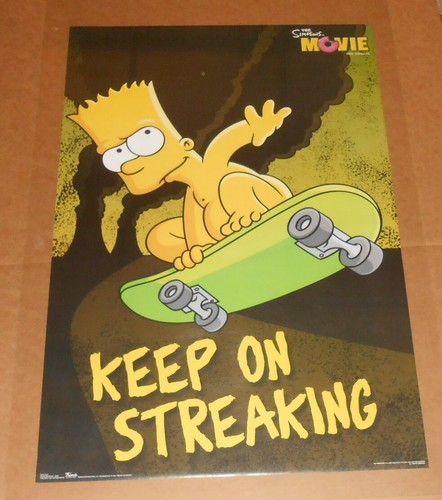 The Simpsons Movie Bart 2007 Poster 34x22 Keep on Streaking (skateboard)