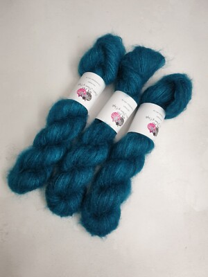 Handgefärbtes Kid Mohair Seide Garn, Lace Gewicht, 50g, TEAL