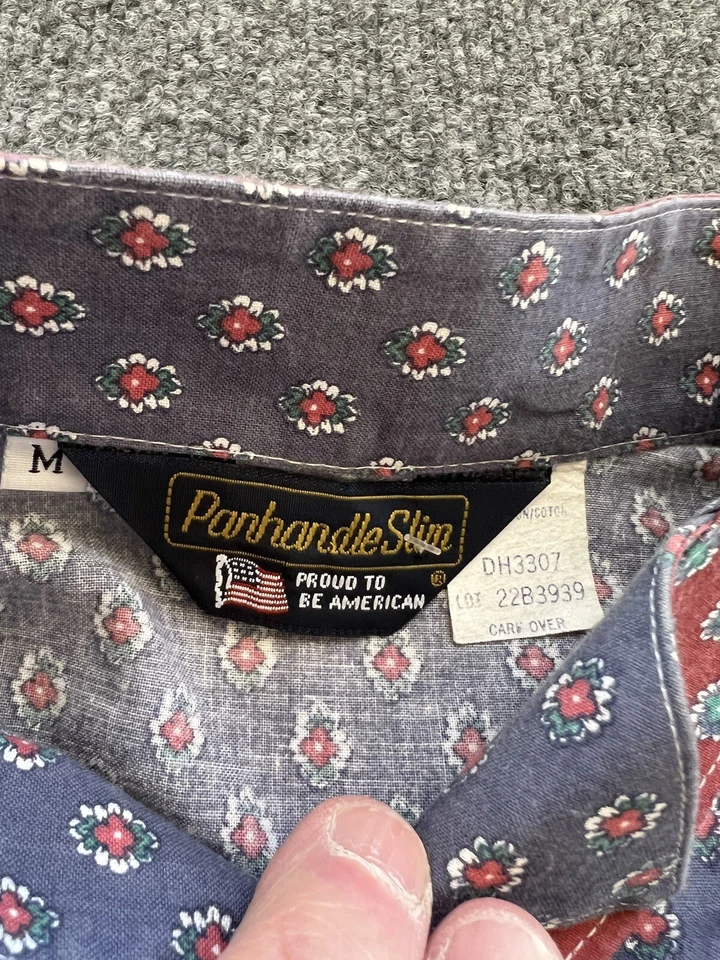 Camisa occidental Panhandle delgada de colección para mujer bloques de colores flor geométrica AOP mediana Foto 3 de 4