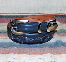Men's Rujo Genuine Black Leather Handmade Belt With Ranger Buckle Size 34 New