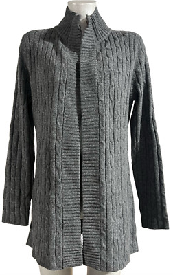 NEW VINEYARD VINES CHARCOAL HEATHER GRAY CASHMERE CABLE SWEATER CARDIGAN SZ M