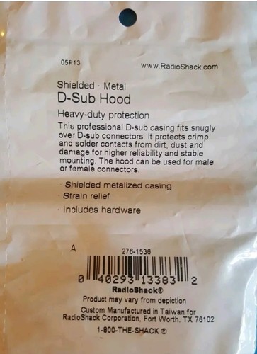 RadioShack Shielded Metalized D Sub Hood For 25 Position 2761536 *FREE SHIPPING* - Picture 2 of 2