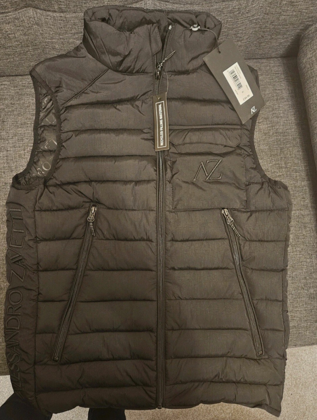 Alessandro Zavetti Black Padded Sleeveless Gilet Bodywarmer Size XS BNWT