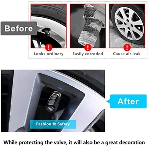 4PCS Metal Car Tire Valve Caps Valve Stem Cover Compatible with Subaru Black S-4 - Picture 4 of 13
