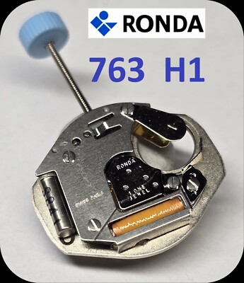 RONDA 763 - H1 (0,95mm) Quartz Uhrwerk - 6¾ x 8 ''' mit Sekunde - 100% tested NOS