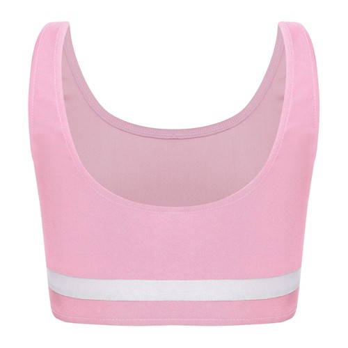 Girls Crop Top Competition Vest Running Shirt Figure Skating Bra Gymnastics - Picture 26 of 47