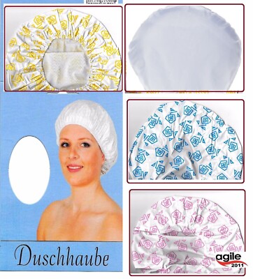 Duschhaube / Badehaube – Einheitsgröße Mit Gummizug, Weiße Grundfarbe Mit Mustern