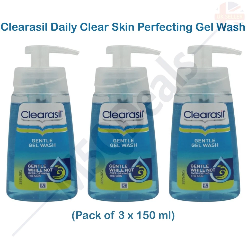 Clearasil Daily Clear Skin Perfecting Gel Wash Sensitive (Pack of 3 x 150 ml)